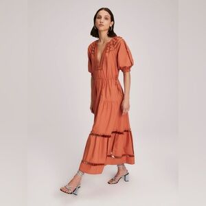 A.L.C. Rust Orange Tiered Maxi Dress